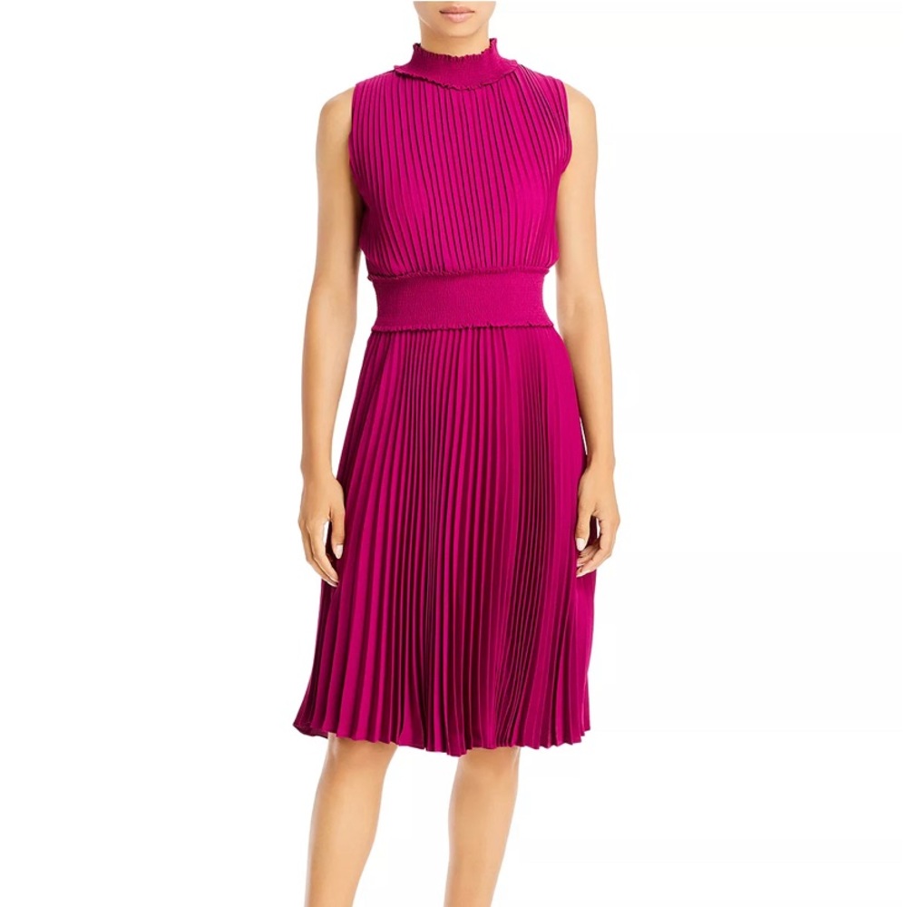 ✨HPx3✨NWT nanette lepore hot pink pleated sleeveless midi dress